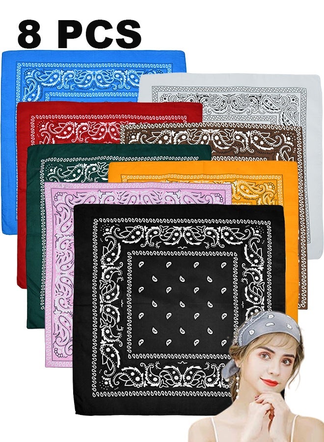 8 قطع من عصابات الرأس المطبوعة بنقشة البايسلي، أغطية رأس رعاة البقر، أوشحة، وشاح شعر، للنساء والرجال والأولاد والبنات - Image 1