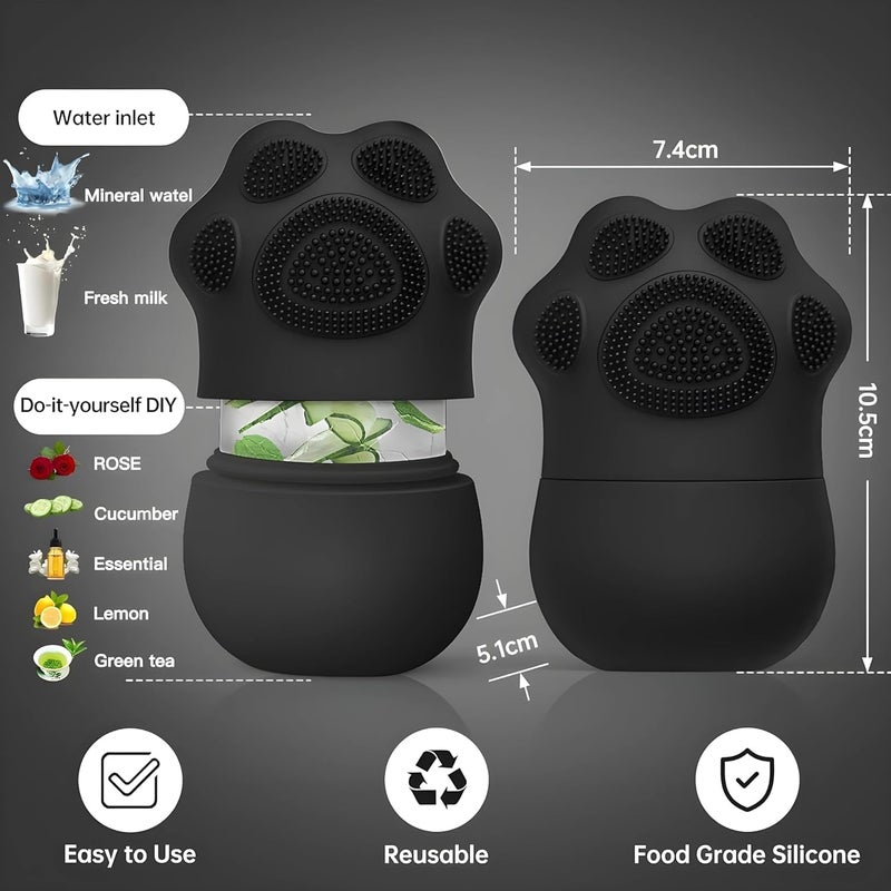 SkinSide Ice Roller for Face with Scrubber Ice Roller for Face For Men Women Ice Cube Roller for Glowing Skin Puffy Eyes Reusable Unbreakable Black - Image 3