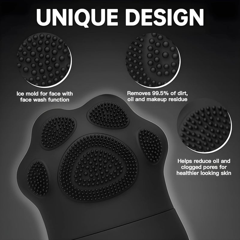SkinSide Ice Roller for Face with Scrubber Ice Roller for Face For Men Women Ice Cube Roller for Glowing Skin Puffy Eyes Reusable Unbreakable Black - Image 2