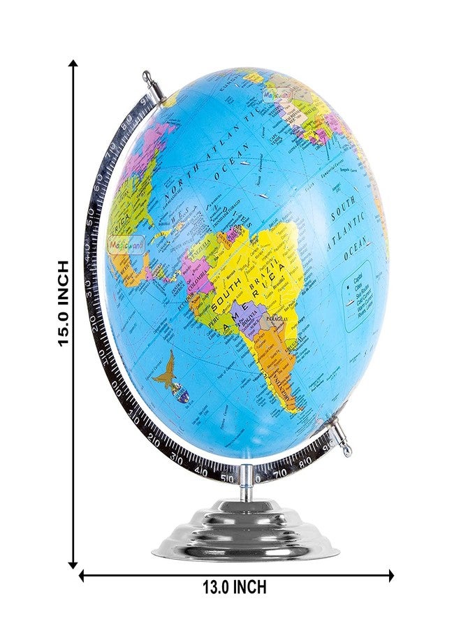 Magicwand STEM & STEAM Educational,Decorative Spinning Political Educational Laminated Rotating World Globe【MADE IN INDIA】【10" Chrome with Magnifier】 - Image 3