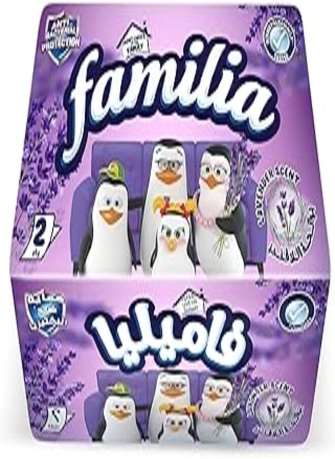 Familia - مناديل فاميليا للوجه - عبوة واحدة من البولي إيثيلين - لافندر - طبقتان - 500 - Image 1
