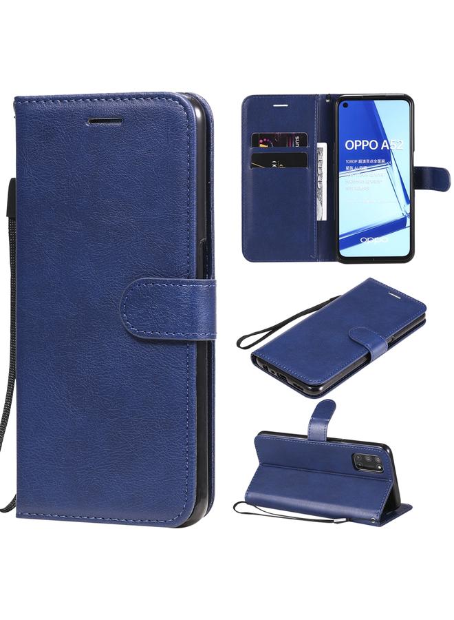 erorex Case For Oppo A52 / A72 / A92 Solid Color Horizontal Flip Protective Leather Case with Holder & Card Slots & Wallet & Photo Frame & Lanyard - Image 1