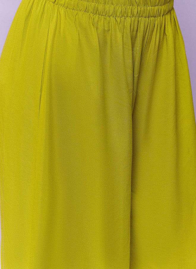 InWeave Women Solid Kurta with Palazzos and Dupatta - Image 3