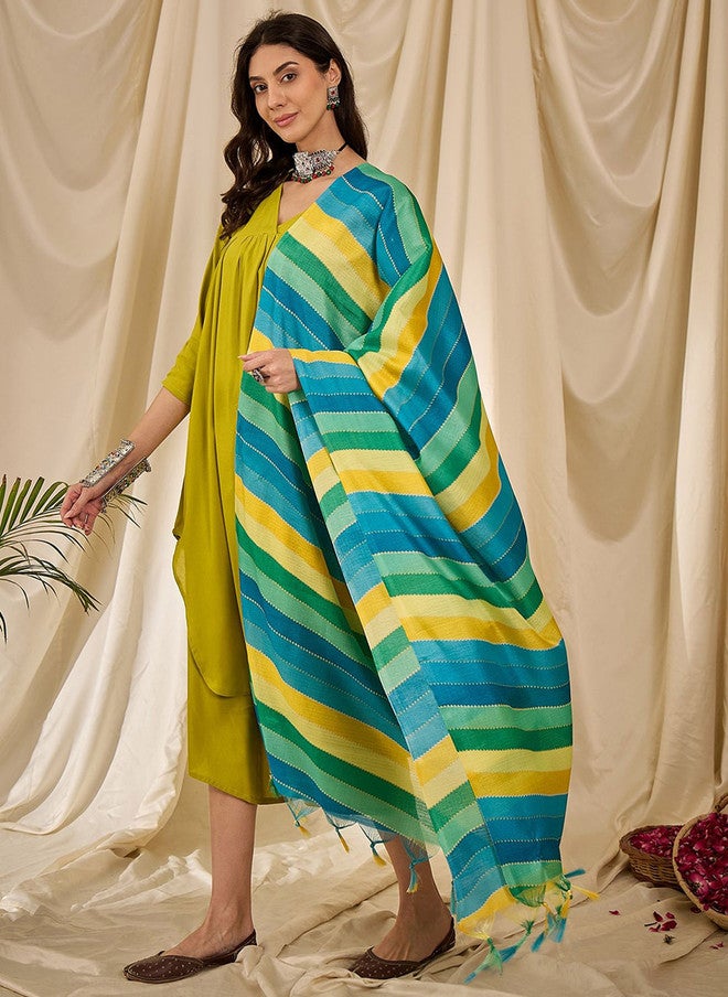 InWeave Women Solid Kurta with Palazzos and Dupatta - Image 5