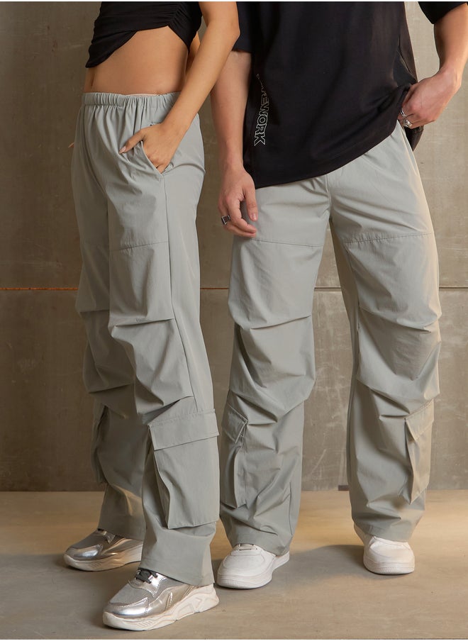SASSAFRAS Pleated Knee Baggy Parachute Pants  - Image 1