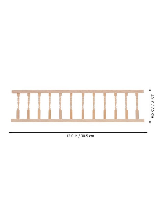 Veemoon 2pcs House Railing Furniture Props Decoration Fence Wooden Armrest Mini Decors/Doll Miniature for Role- Play Model: Handrails Small Dollhouse Fairy Handrail Models（11.99X2.95X0.28inch） - Image 2
