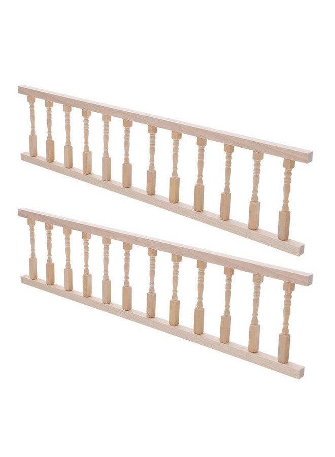 Veemoon 2pcs House Railing Furniture Props Decoration Fence Wooden Armrest Mini Decors/Doll Miniature for Role- Play Model: Handrails Small Dollhouse Fairy Handrail Models（11.99X2.95X0.28inch） - Image 1
