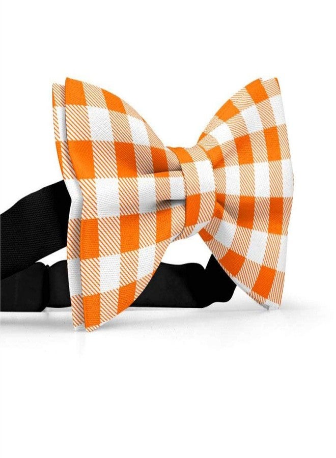 RR Design Cute Soft Dog with Bowtie, Detachable Adjustable Bow Tie Collar Pet Gift - Orange Plaid (L) - Image 2