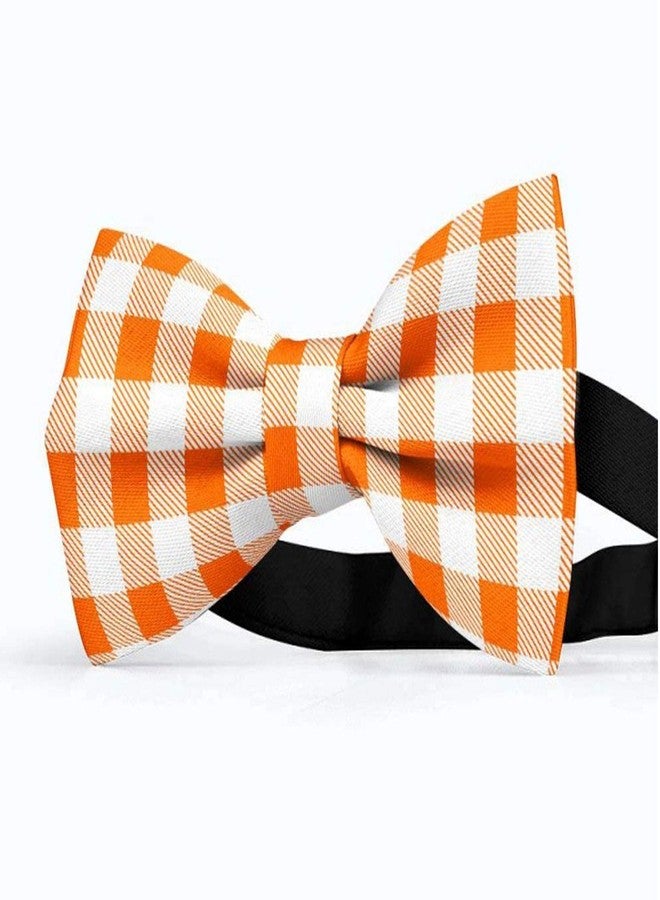 RR Design Cute Soft Dog with Bowtie, Detachable Adjustable Bow Tie Collar Pet Gift - Orange Plaid (L) - Image 3