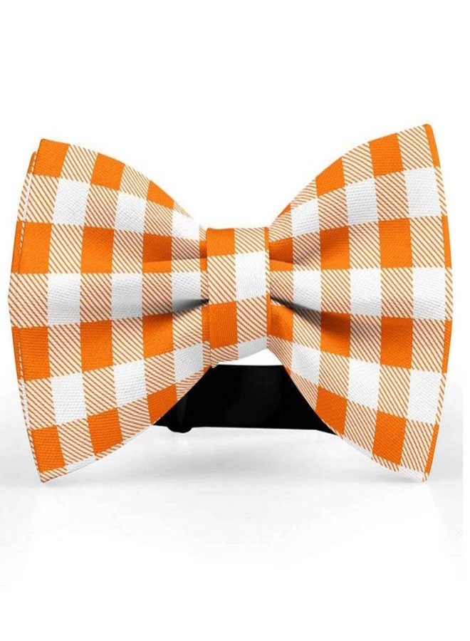 RR Design Cute Soft Dog with Bowtie, Detachable Adjustable Bow Tie Collar Pet Gift - Orange Plaid (L) - Image 1