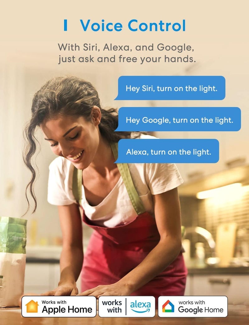 meross مفتاح ضوء ذكي من مرس 2 حزمة يدعم Apple HomeKit و Siri و Alexa و Google Assistant و SmartThings، مفتاح ضوء بقطب واحد 2.4GHz Wi-Fi، يتطلب سلك محايد، لا يتطلب محور - Image 5