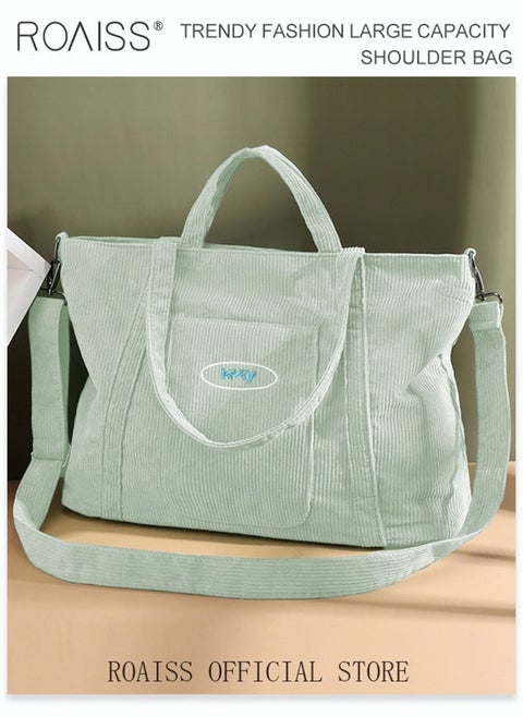 Women's Canvas Bag Large Capacity One Shoulder Messenger Tote Bag Casual Solid Color Versatile Work Commuting