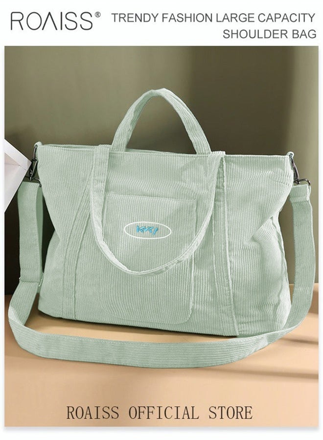 roaiss Women's Canvas Bag Large Capacity One Shoulder Messenger Tote Bag Casual Solid Color Versatile Work Commuting - Image 1
