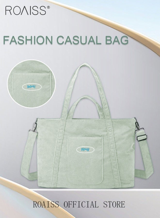 roaiss Women's Canvas Bag Large Capacity One Shoulder Messenger Tote Bag Casual Solid Color Versatile Work Commuting - Image 3