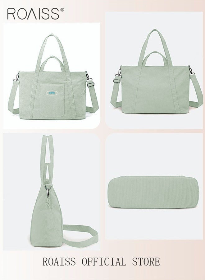 roaiss Women's Canvas Bag Large Capacity One Shoulder Messenger Tote Bag Casual Solid Color Versatile Work Commuting - Image 4