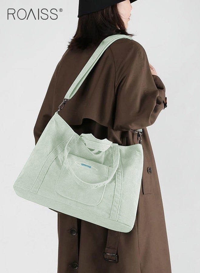 roaiss Women's Canvas Bag Large Capacity One Shoulder Messenger Tote Bag Casual Solid Color Versatile Work Commuting - Image 5
