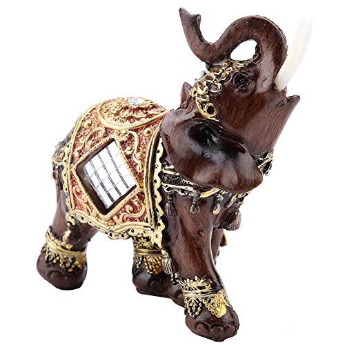Hilitand Lucky Wealth Elephant Statue Sculpture Feng Shui Wood Grain Figurine Home Desktop Decoration Gift(M) - Image 4