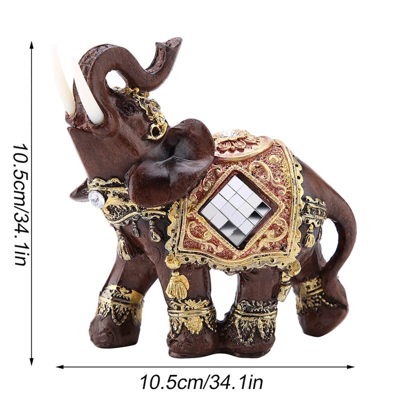 Hilitand Lucky Wealth Elephant Statue Sculpture Feng Shui Wood Grain Figurine Home Desktop Decoration Gift(M) - Image 2
