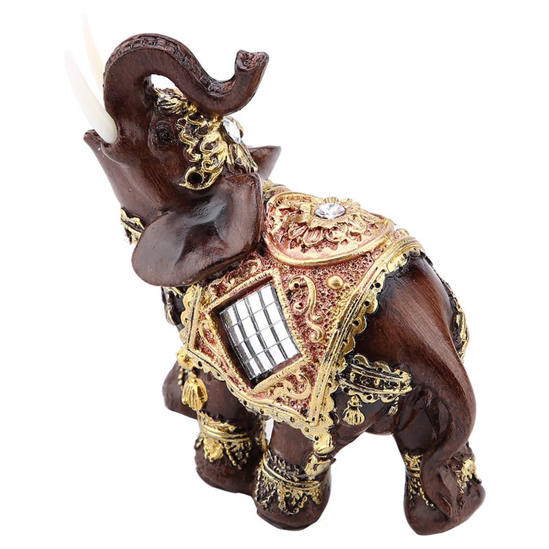 Hilitand Lucky Wealth Elephant Statue Sculpture Feng Shui Wood Grain Figurine Home Desktop Decoration Gift(M) - Image 3