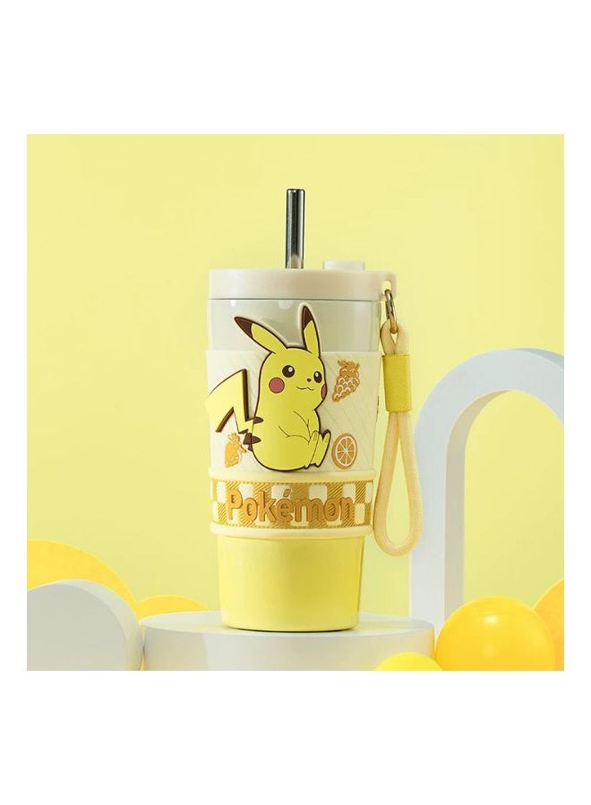Pokemon Pokémon Pikachu Water Bottle & Tumbler 650ml with Carrying Strap – Leakproof Kids Drinking Bottle - Image 1