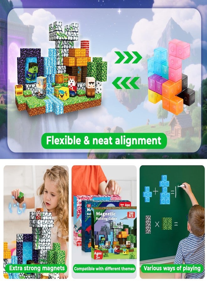 Goody King 200 Pcs Magnetic Blocks Set, STEM Sensory Magnet Toys for Kids Age 3+, Montessori Learning Toy Building Set for Toddlers, Magnetic Cubes Construction Kit Birthday Gift for Boys Girls Kids - Image 5