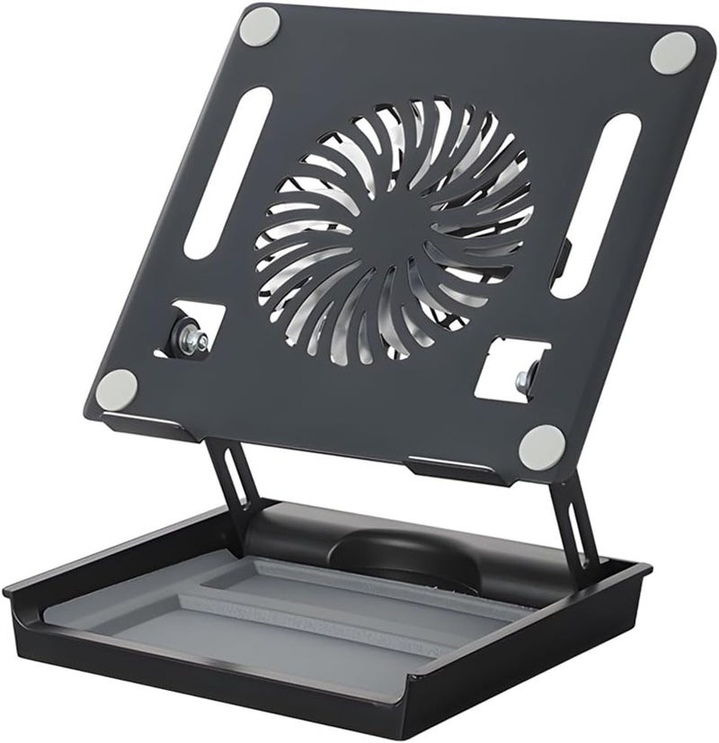 Foldable Laptop Cooling Stand with Storage and Powerful Fan for Home Use Offices Laptop Cooling Stand Compact Storage Space Home Professional Use - Image 1