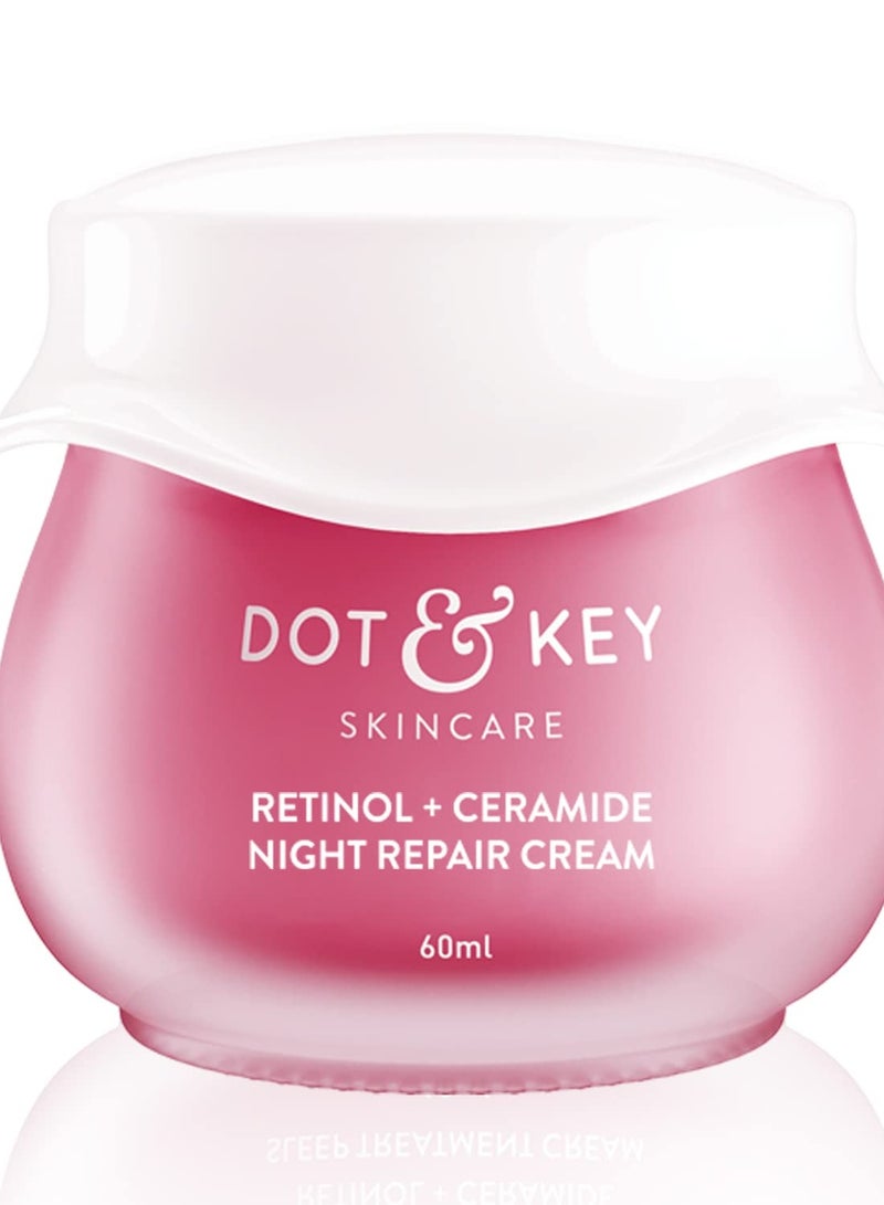 Dot & Key Night Reset Retinol   Ceramide Night Cream  Anti Aging Cream For Women and Men Reduces Fine Lines and Wrinkles  Oil Free and Non Sticky Moisturizer   For Glowing Youthful Skin  For All Skin - Image 1