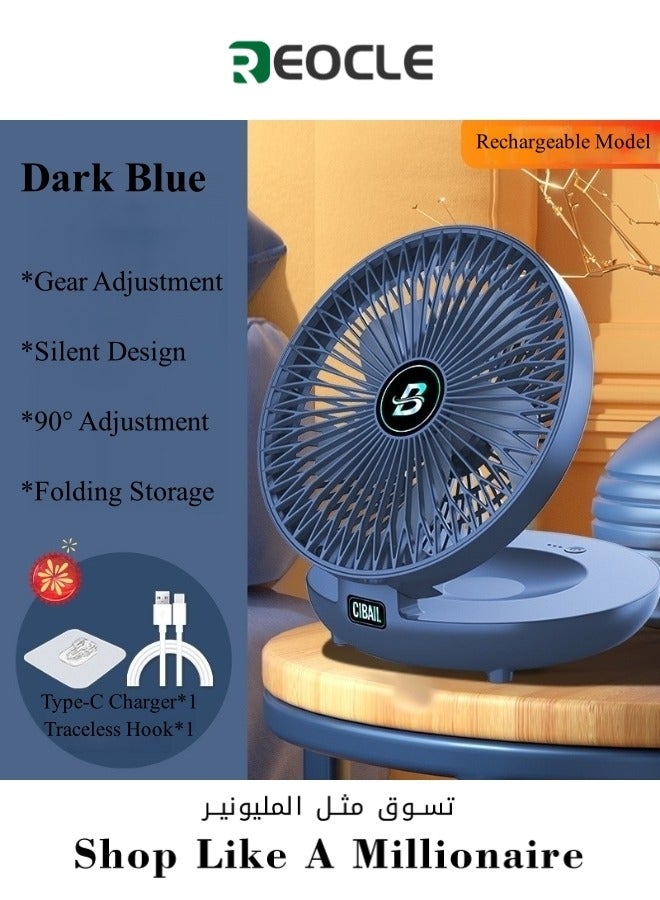 REOCLE Portable Fan USB Desk Fan Air Circulator Fan 1200mAh Rechargeable Fan 90° Rotate Personal Cooling Fan for Bedroom & Home & Office & Desktop & Travel - Image 1