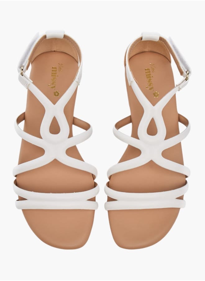 Little Missy Girls Strappy Sandals With Hook And Loop Closure  - Image 2