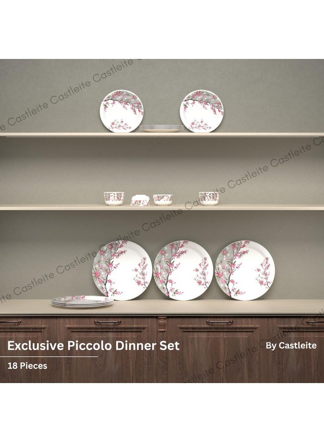 Castleite Piccolo 18 Pieces Melamine Dinner Set - Elegant, Break & Stain Resistant, Designer Crockery Dinnerware in Exclusive Edgy Square Shape for Your own Home Kitchen or Gifting (Rouge Blush) - Image 2