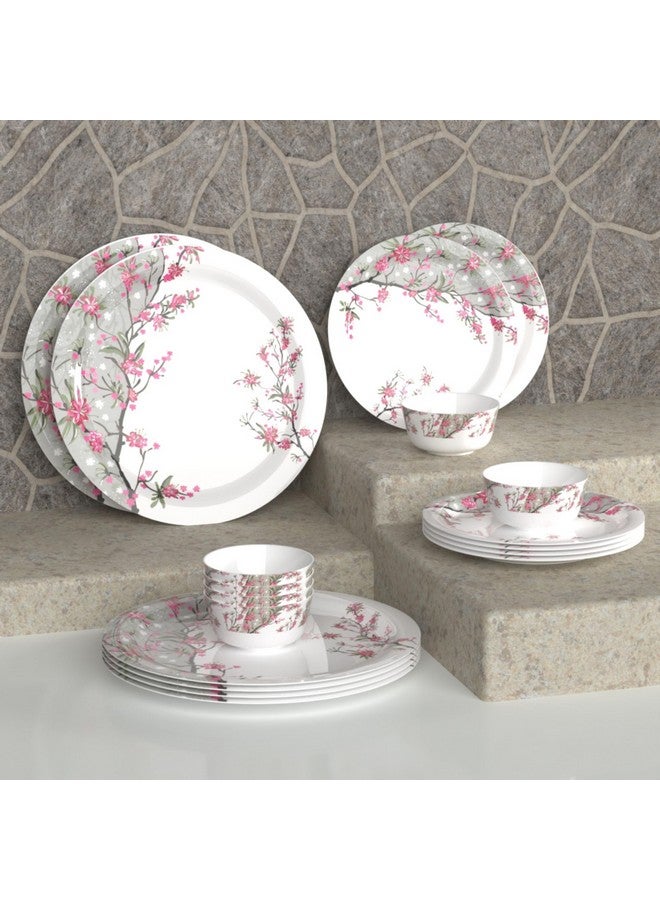 Castleite Piccolo 18 Pieces Melamine Dinner Set - Elegant, Break & Stain Resistant, Designer Crockery Dinnerware in Exclusive Edgy Square Shape for Your own Home Kitchen or Gifting (Rouge Blush) - Image 1
