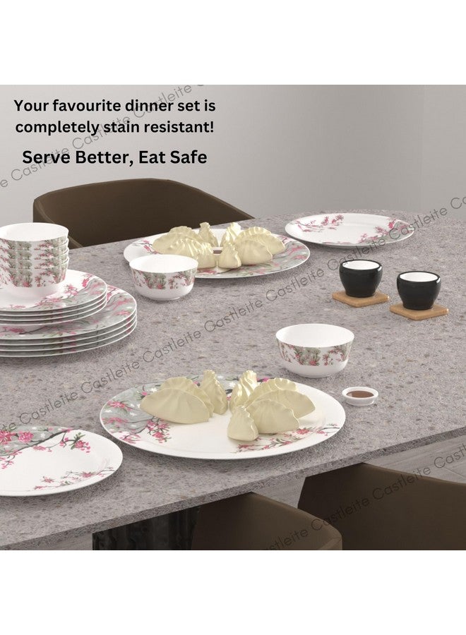 Castleite Piccolo 18 Pieces Melamine Dinner Set - Elegant, Break & Stain Resistant, Designer Crockery Dinnerware in Exclusive Edgy Square Shape for Your own Home Kitchen or Gifting (Rouge Blush) - Image 4