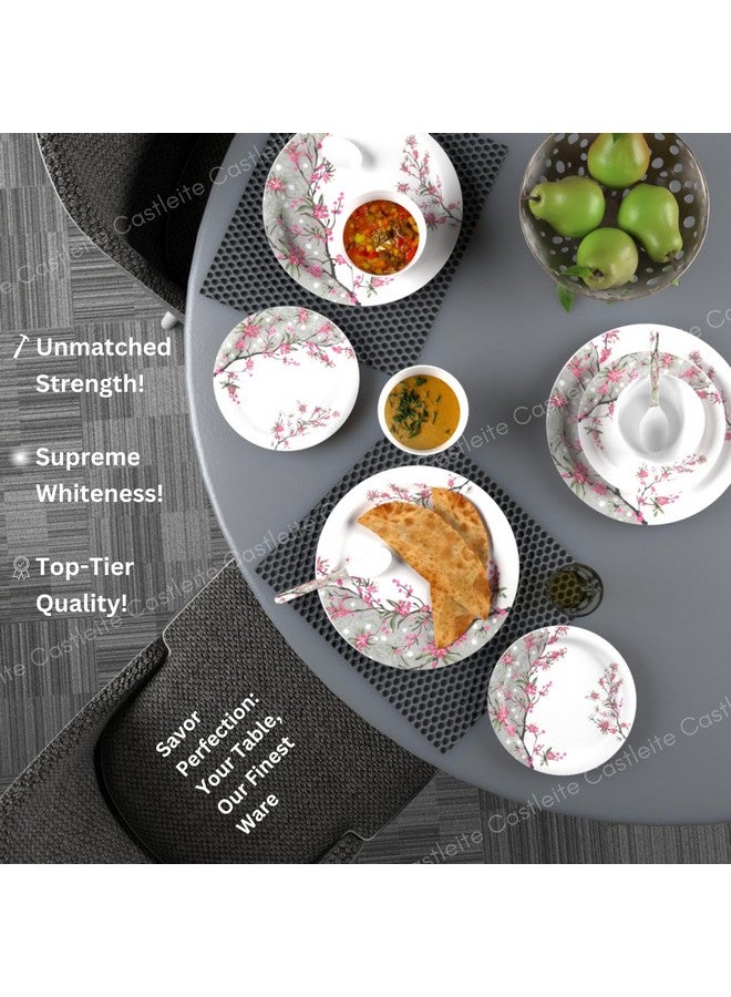 Castleite Piccolo 18 Pieces Melamine Dinner Set - Elegant, Break & Stain Resistant, Designer Crockery Dinnerware in Exclusive Edgy Square Shape for Your own Home Kitchen or Gifting (Rouge Blush) - Image 5