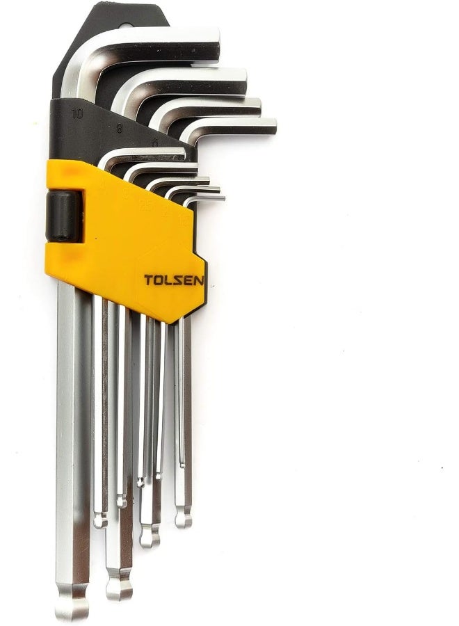 Tolsen - 9Pcs Extra-Long Arm Hex Key Set,20049 - Image 1