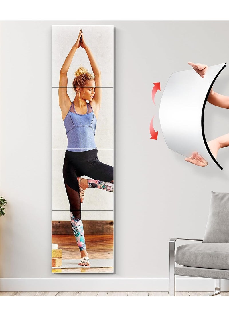 Full Length Mirror Full Body Mirror Self-Adhesive High-Definition Mirrors That Wall or Door Mount Dressing Mirror Makeup Mirror, Suitable for Living Room Bedroom Dormitory （4psc*22*22CM）  - Image 1