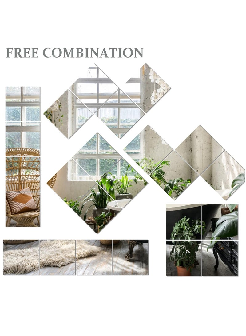 Full Length Mirror Full Body Mirror Self-Adhesive High-Definition Mirrors That Wall or Door Mount Dressing Mirror Makeup Mirror, Suitable for Living Room Bedroom Dormitory （4psc*22*22CM）  - Image 5