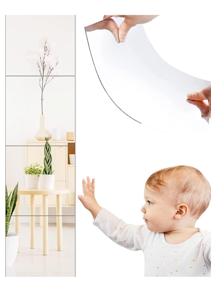 Full Length Mirror Full Body Mirror Self-Adhesive High-Definition Mirrors That Wall or Door Mount Dressing Mirror Makeup Mirror, Suitable for Living Room Bedroom Dormitory （4psc*22*22CM）  - Image 2