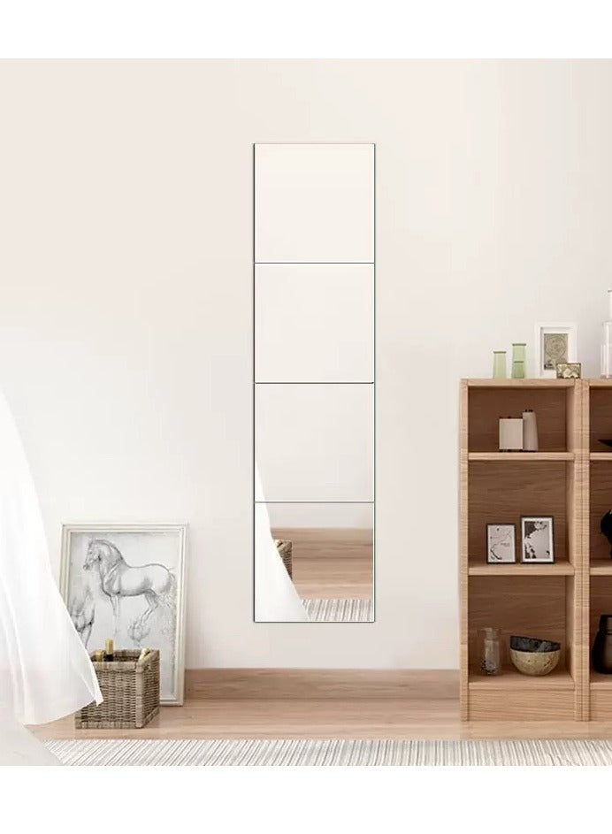 Full Length Mirror Full Body Mirror Self-Adhesive High-Definition Mirrors That Wall or Door Mount Dressing Mirror Makeup Mirror, Suitable for Living Room Bedroom Dormitory （4psc*22*22CM）  - Image 3