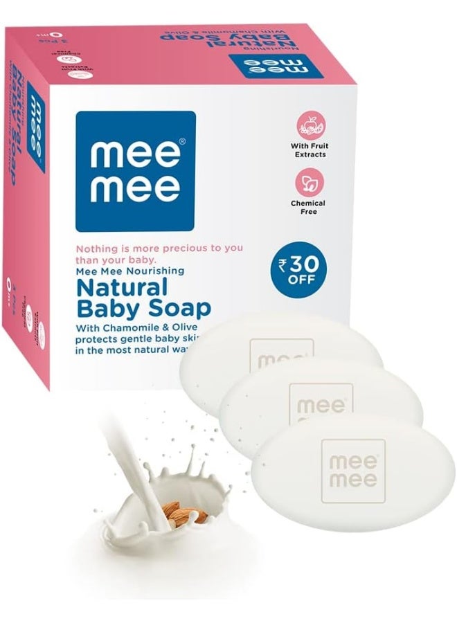 Mee Mee Baby Soap/Almond & Milk Extracts, 3 x 75 gm - Image 1