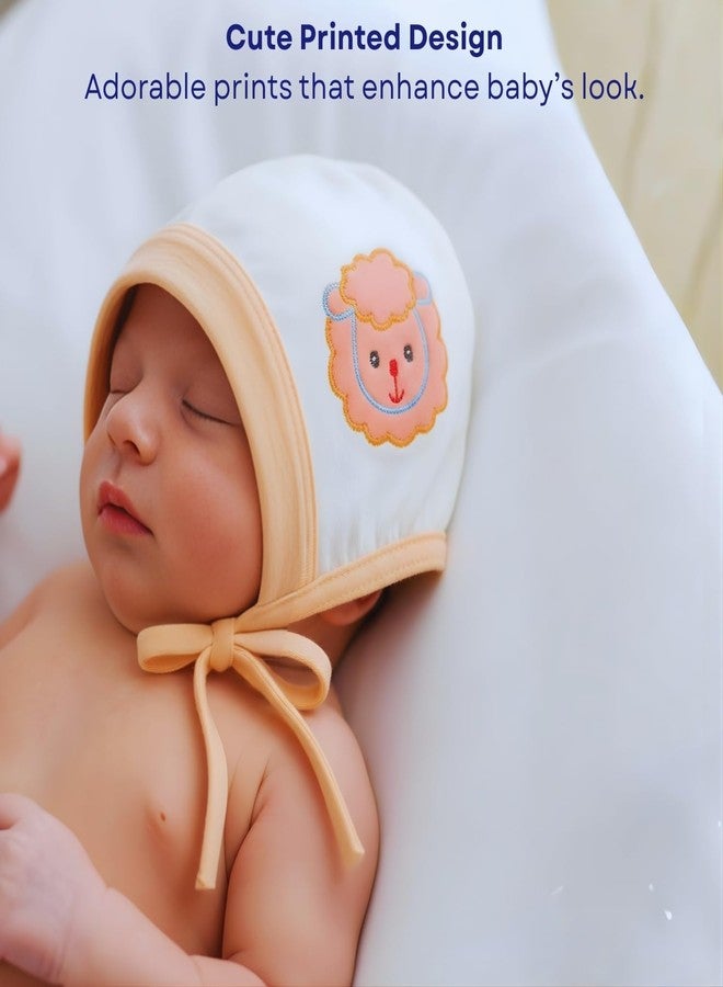 Toddylon مجموعة قبعات توديلون للأطفال حديثي الولادة (3 قطع) | مجموعة قبعات قطنية ناعمة للأطفال الرضع | قبعة ناعمة للأطفال من عمر 0-6 أشهر (أبيض) - Image 2