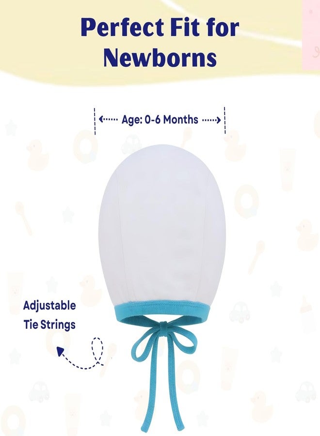 Toddylon مجموعة قبعات توديلون للأطفال حديثي الولادة (3 قطع) | مجموعة قبعات قطنية ناعمة للأطفال الرضع | قبعة ناعمة للأطفال من عمر 0-6 أشهر (أبيض) - Image 5