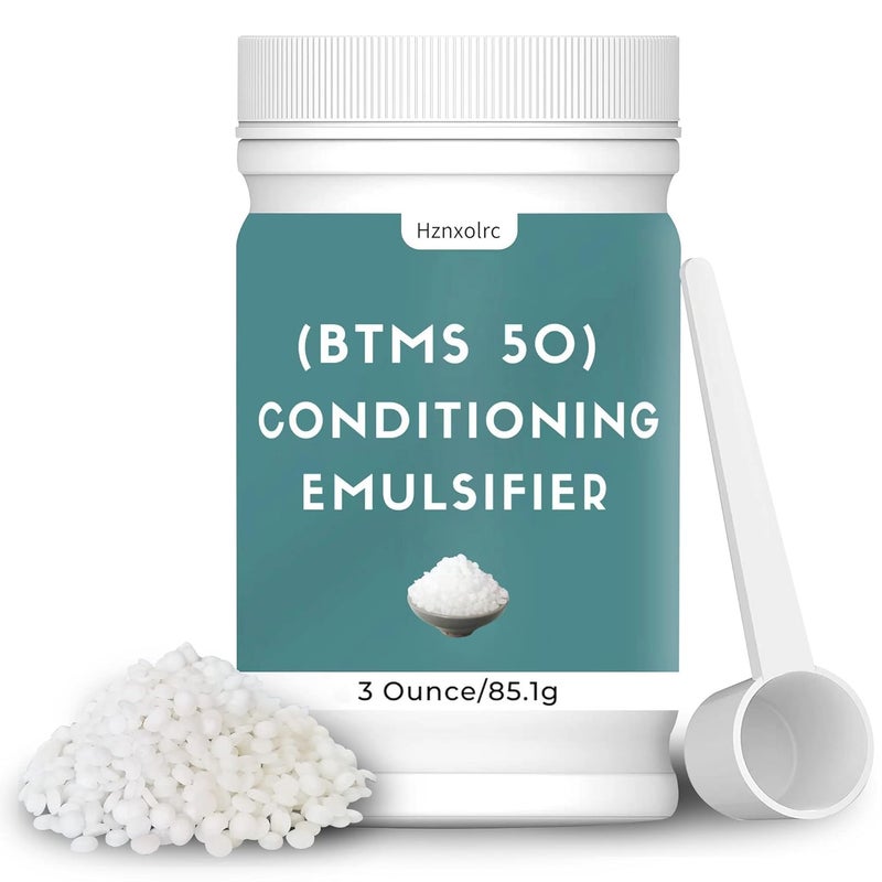 Hznxolrc 3 oz BTMS 50 Conditioning Emulsifier for Making Leavein Conditioner Premium BTMS 50 Conditioning Emulsifier Granules Higher Activity than BTMS 25 Suitable for Making Lotions Shampoos and More