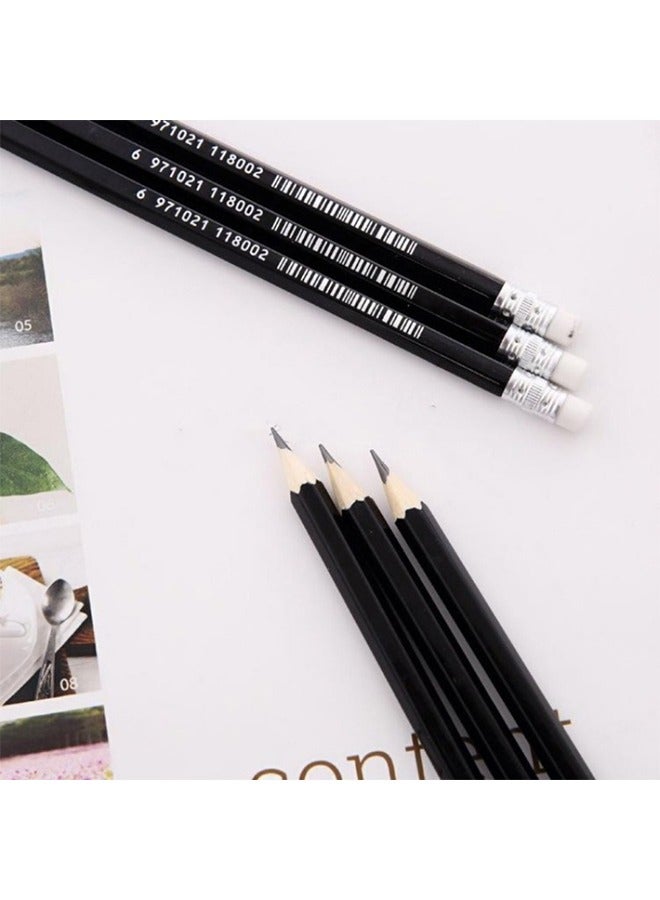 Generic 12 Hexagonal 2B Wooden Lead Pencils with Eraser - Students Writing, Sketch, and Drawing Wood Pencils, Ideal for School Supplies and Office Use  - Image 4