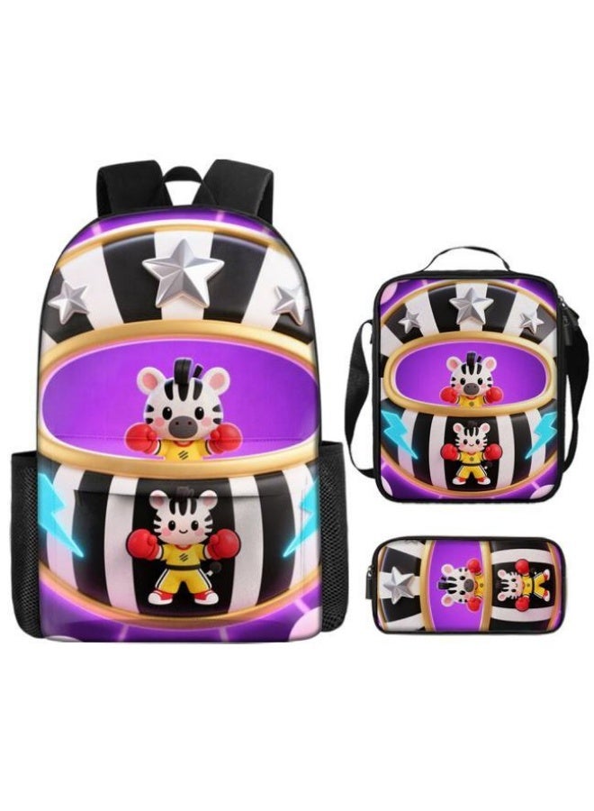 Bright Li Fire Fashion is unlimited! Cartoon bag three-piece set, suitable for a variety of scenes for students and teenagers (available for students, children, friends on outings, mountain climbing, schooling, etc.) - 2 - Image 2