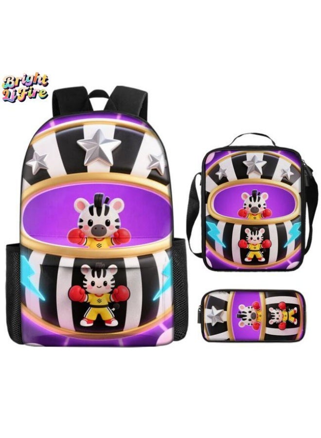 Bright Li Fire Fashion is unlimited! Cartoon bag three-piece set, suitable for a variety of scenes for students and teenagers (available for students, children, friends on outings, mountain climbing, schooling, etc.) - 2 - Image 1