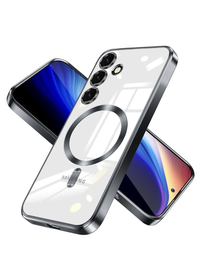 Electroplated Case For Samsung Galaxy A16 Camera Lens Full Protection Compatible with MagSafe Wireless Charging, Shockproof Soft TPU Phone Magnetic Cover (Black) - Image 1