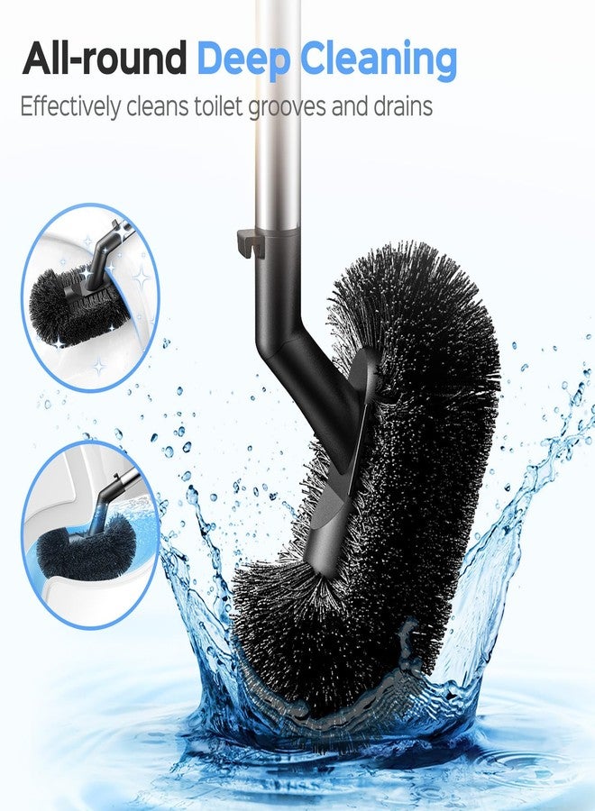 HAMITOR Toilet Plunger and Brush Set: 2 in 1 Stainless Steel Rustproof Combo with Deep Cleaning Curved Bristles - Heavy Duty Toilet Unclogging for Family Bathroom - Compact Apartment Accessories - Image 2