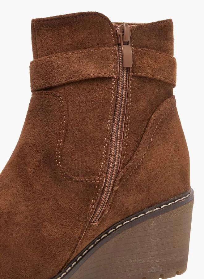 Celeste Women's Buckle Accent Ankle Boots with Zip Closure