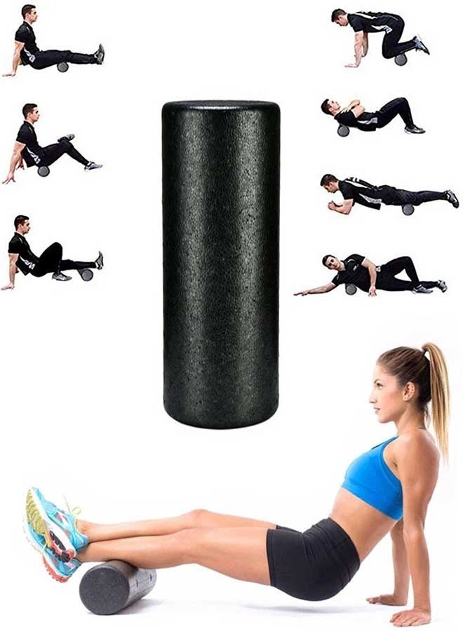 High Density Yoga Foam Roller for Back, Legs, Exercise, Massage, Muscle Recovery and Pain Relief – Ideal for All Fitness Levels – 45cm – Improves Core Strength & Stamina