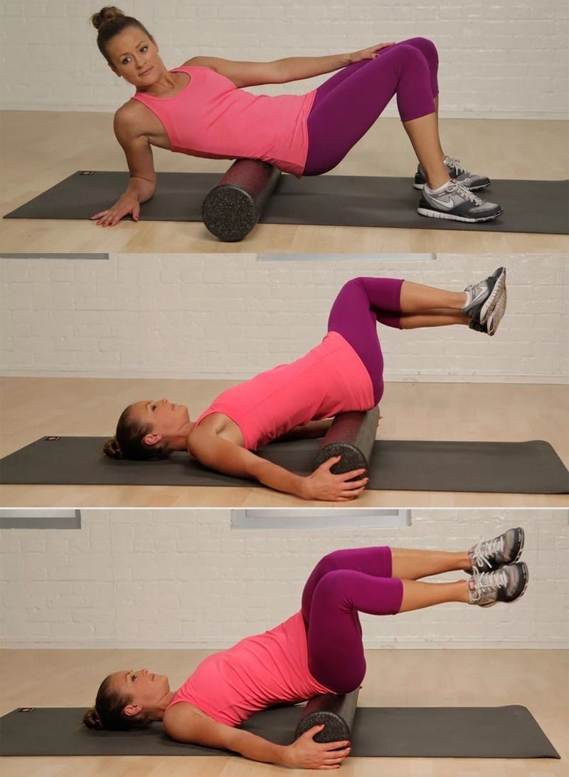 رَوَائِد رولر فوم لليوغا عالي الكثافة لتدليك الظهر والساقين والتمارين – لاستعادة العضلات وتخفيف الألم – مثالي لجميع مستويات اللياقة – بطول 45 سم – يعزز القوة الأساسية والتحمل - Image 3